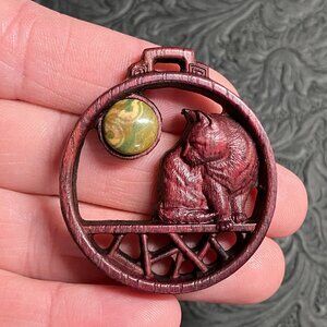 Cat Wooden Pendant Bead Cabochon Ornament Mini Art